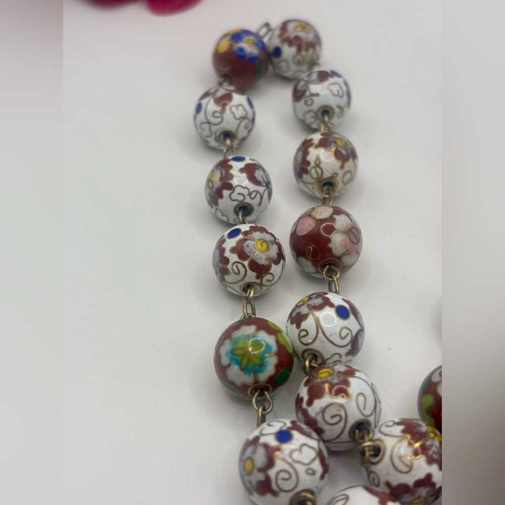 Vintage Cloisonné Bead Chain Necklace - Picture 8 of 9